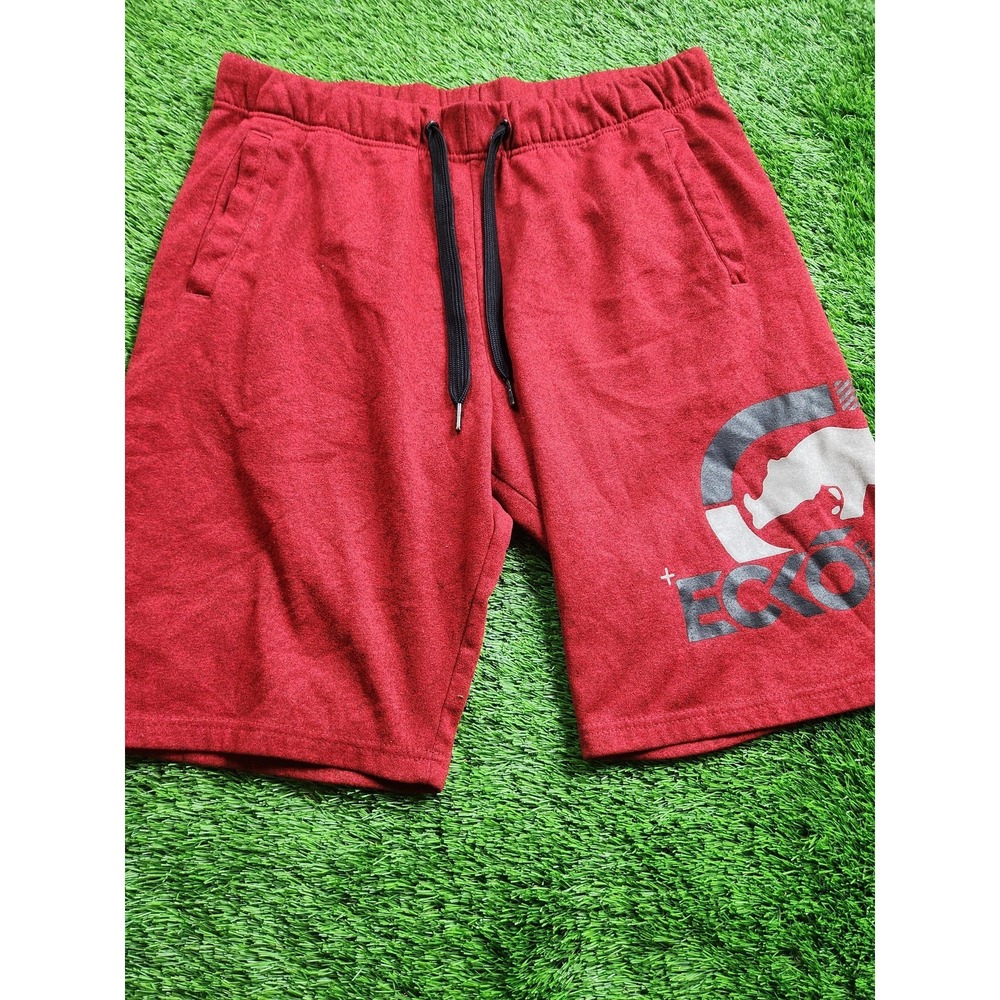 Ecko Unltd Sweat Shorts Mens L Red Fleece Drawstring Elastic Waist Graphic